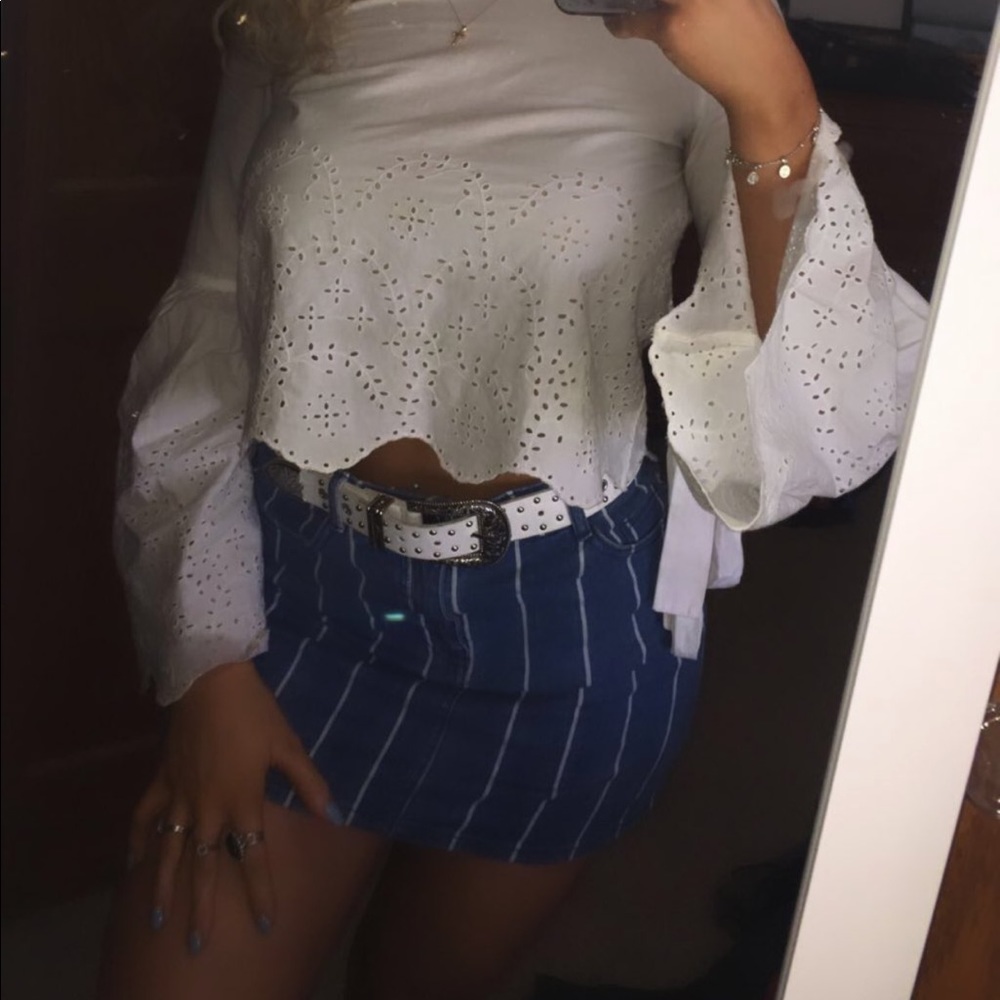 striped denim skirt